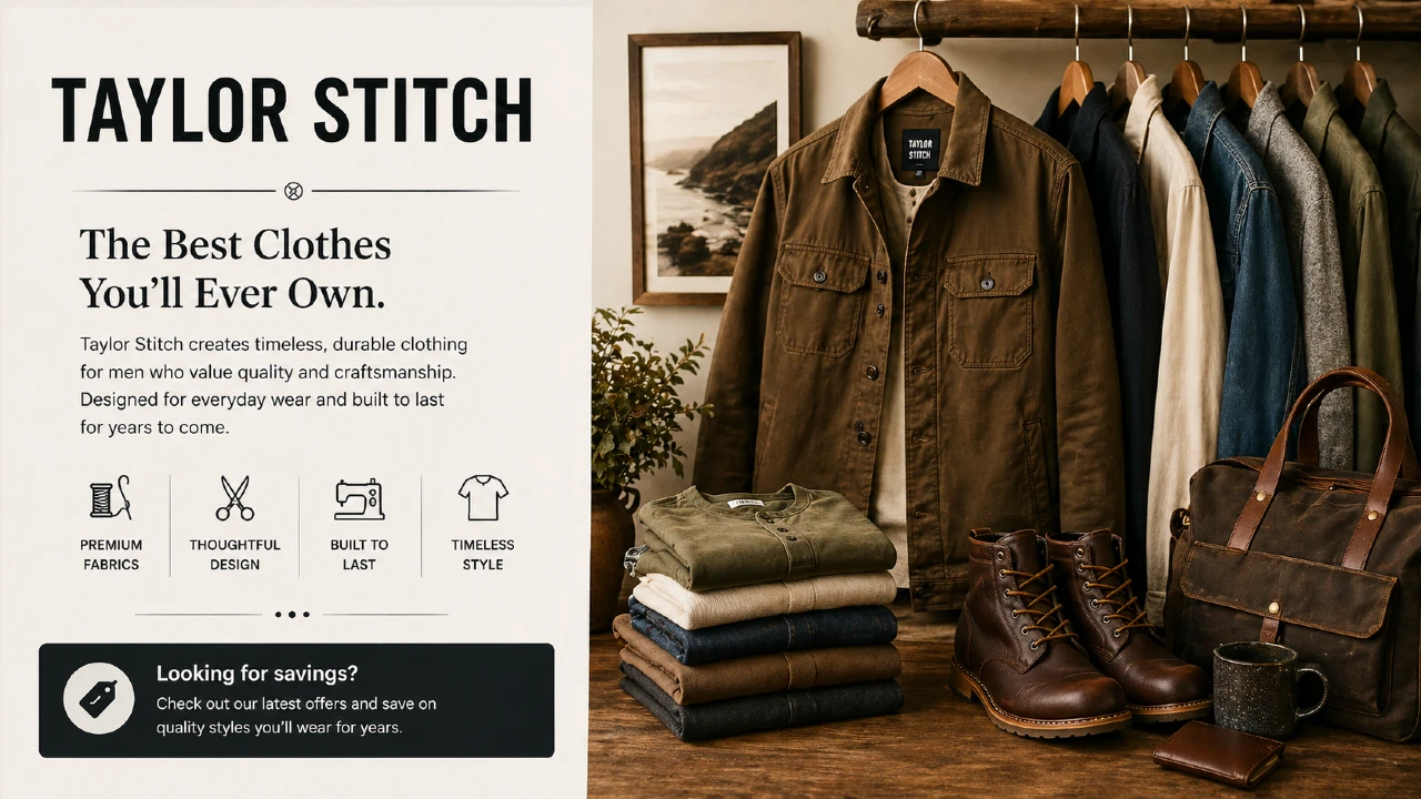 Man wearing stylish everyday outfit by Taylor Stitch in a modern minimalist setting